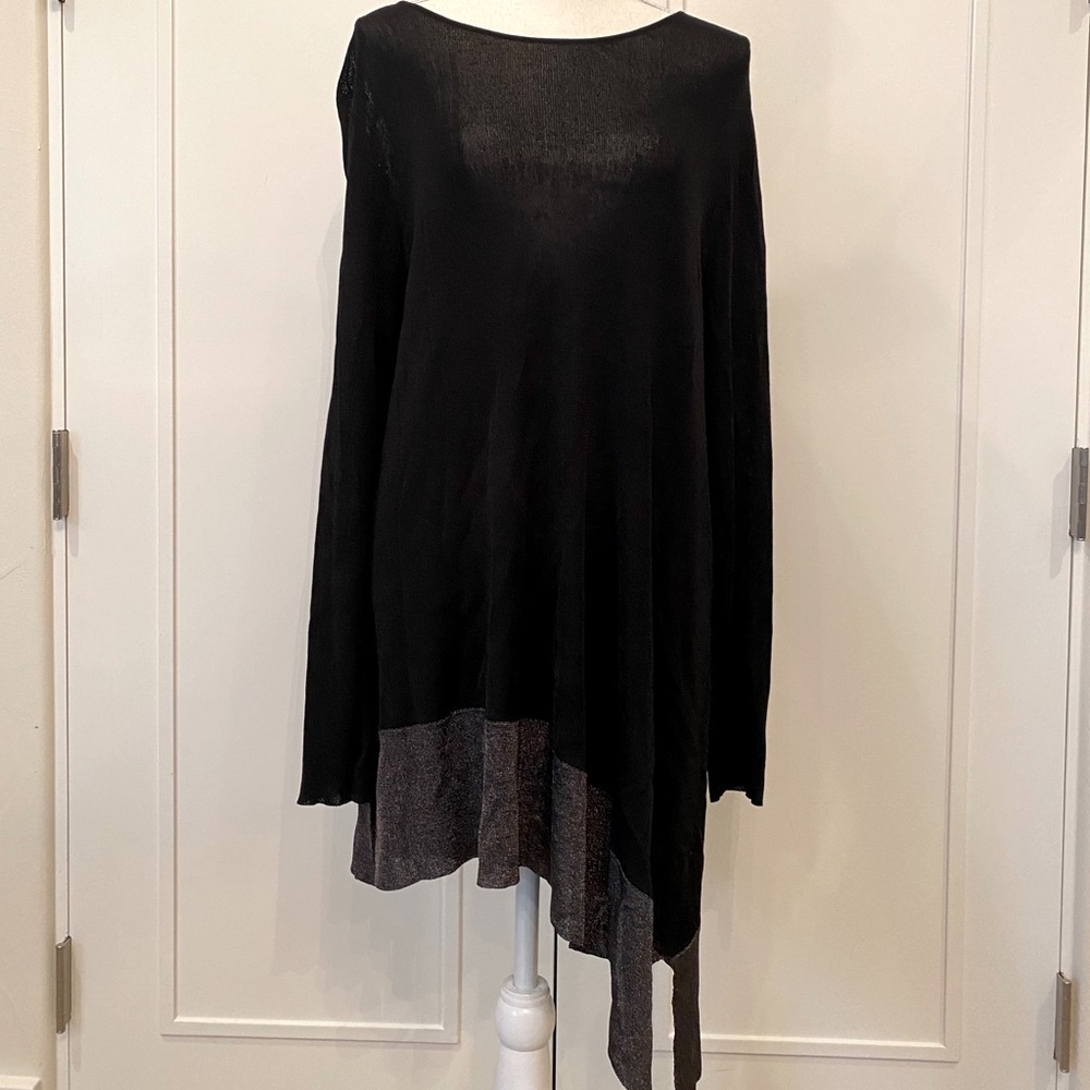 EILEEN FISHER Knit Black/Silver Tunic XL